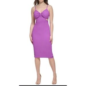 GUESS Purple Cutout Bodycon Midi Dress – Size 14